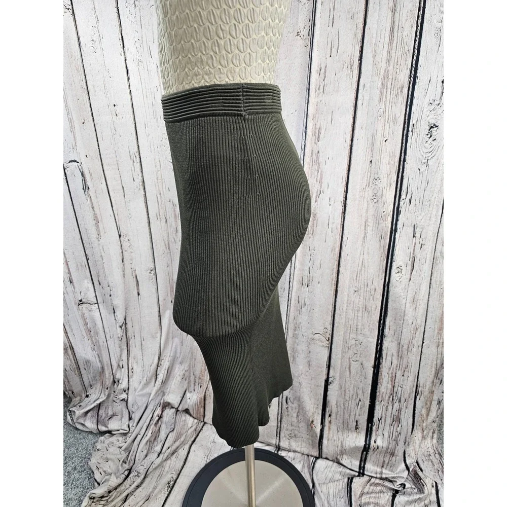 Michael Kors Womens Green Ribbed Knit Midi Pencil Skirt Size Small‎ Olive Drab